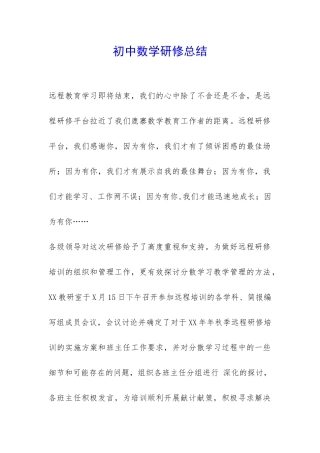 初中数学研修总结-