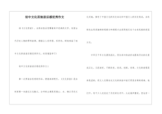 初中文化苦旅读后感优秀作文
