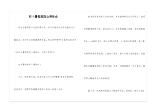 初中暑假游玩心得体会