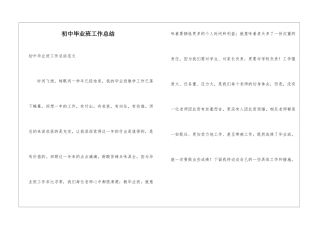 初中毕业班工作总结