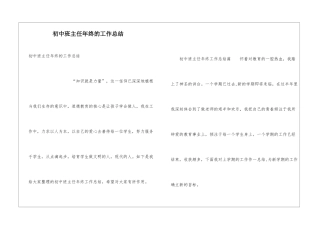 初中班主任年终的工作总结