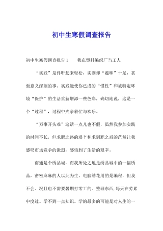初中生寒假调查报告