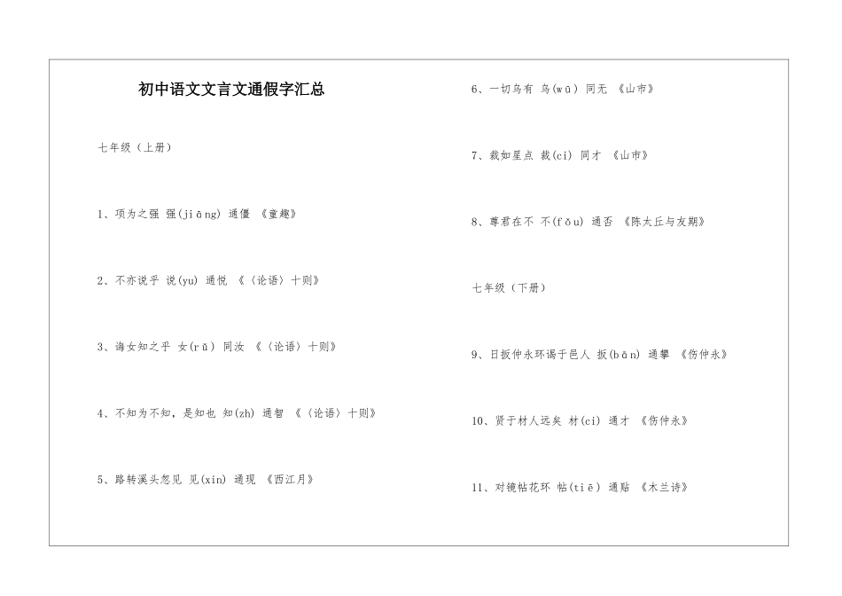 初中语文文言文通假字汇总-_第1页