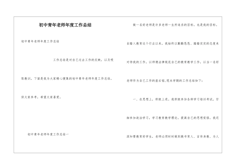 初中青年教师年度工作总结_第1页