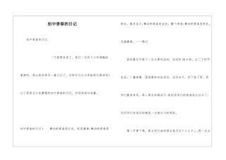 初中青春的日记