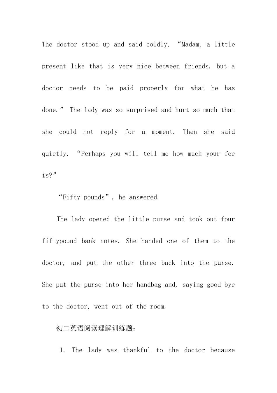 初二英语阅读理解训练题及答案解析_第2页