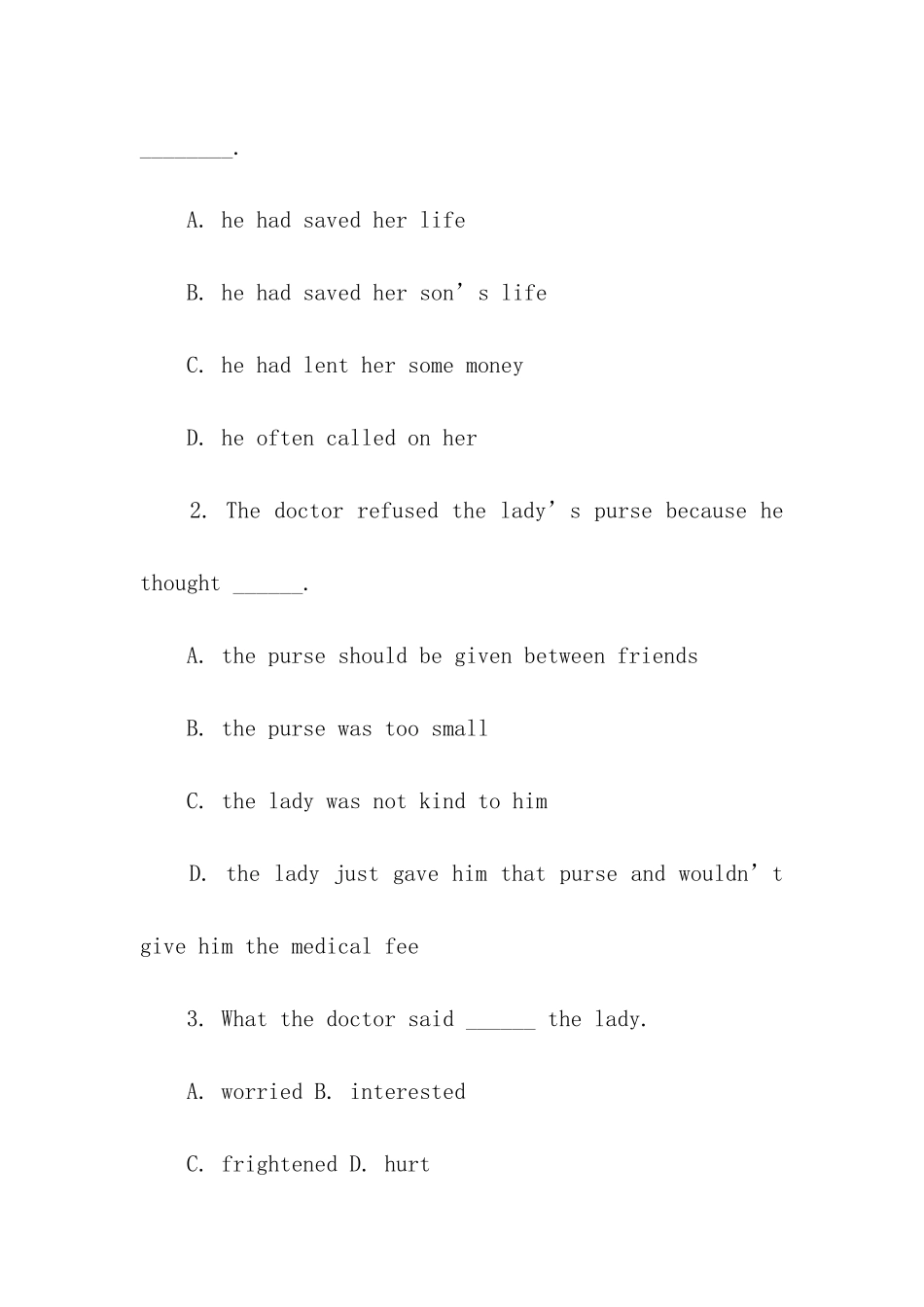 初二英语阅读理解训练题及答案解析_第3页