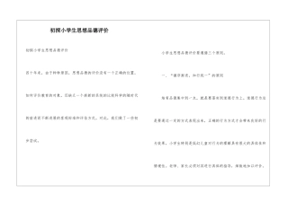 初探小学生思想品德评价