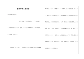 初级中学工作总结