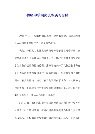 初级中学顶岗支教实习总结