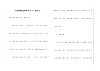 初级职称教师专业技术工作总结