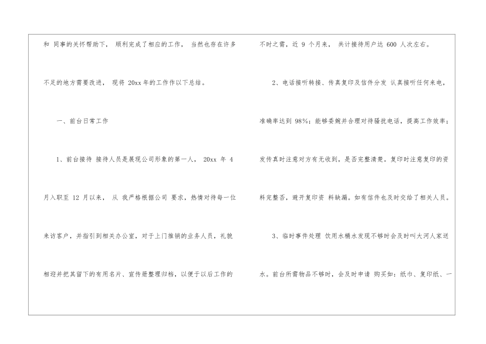 前台年度工作总结模板汇总四篇_第2页