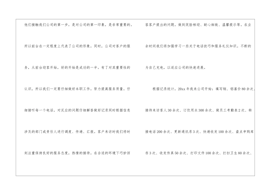 前台年终工作总结模板集合九篇_第2页