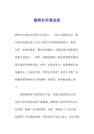 副班长年度总结