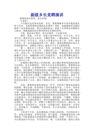 副级乡长竞聘演讲