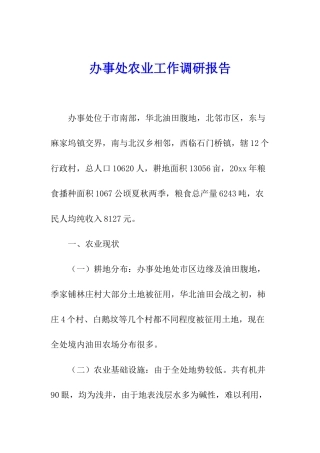 办事处农业工作调研报告
