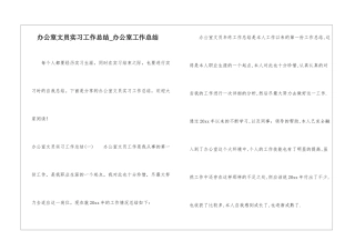 办公室文员实习工作总结-办公室工作总结