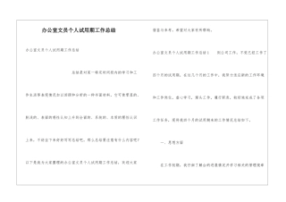 办公室文员个人试用期工作总结