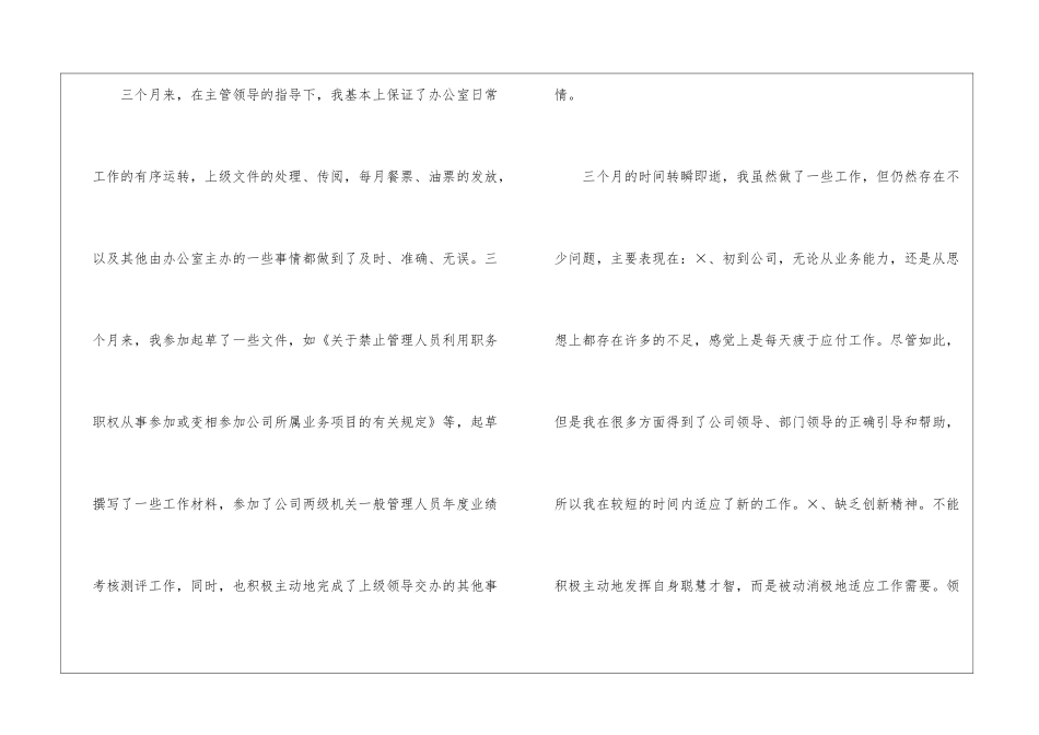 办公室文秘职员试用期转正工作总结_第3页