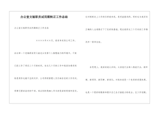 办公室文秘职员试用期转正工作总结