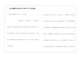 办公室秘书2024年上半年个人工作总结