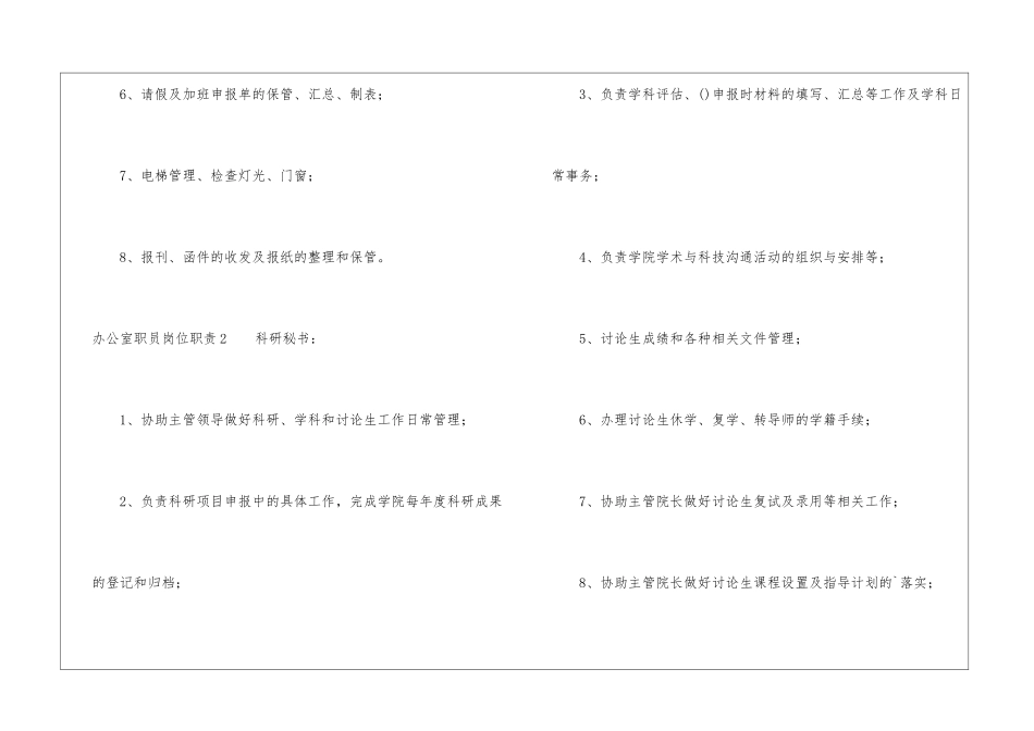 办公室职员岗位职责_第2页