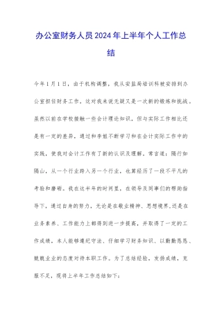 办公室财务人员2024年上半年个人工作总结-