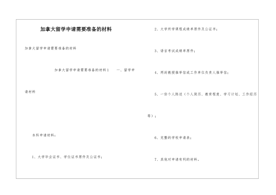 加拿大留学申请需要准备的材料_第1页