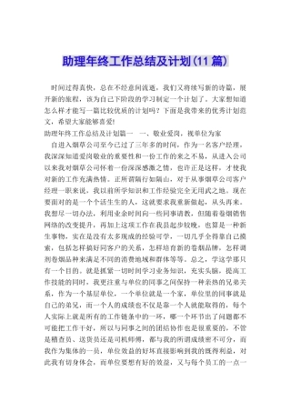 助理年终工作总结及计划