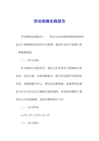 劳动保障实践报告