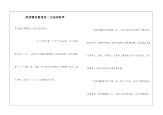 劳动就业管理局三万活动总结