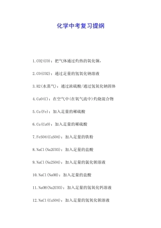化学中考复习提纲