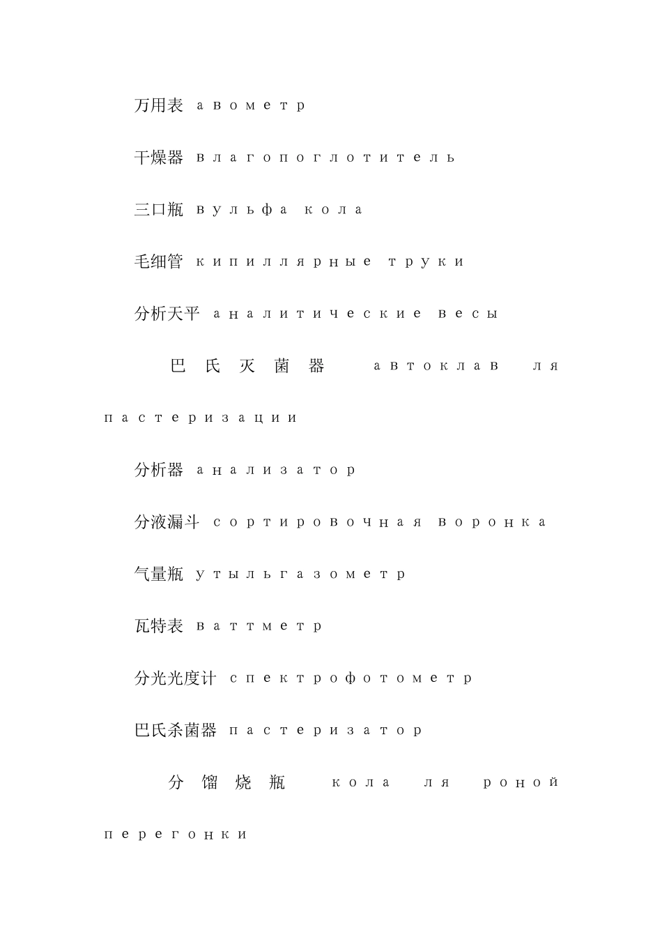 化学实验室仪器及用品俄语词汇_第2页