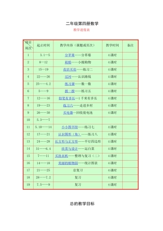 北师大版二年级数学下学期教案全册教案