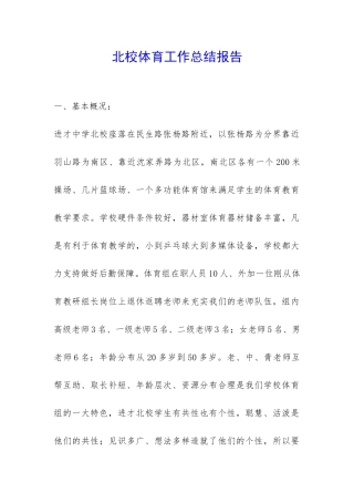 北校体育工作总结报告-