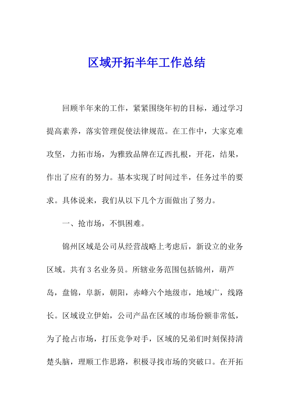 区域开拓半年工作总结_第1页