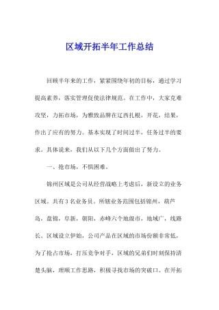 区域开拓半年工作总结