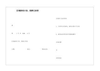 区域游戏计划、观察记录表