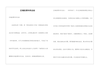 区域经理年终总结