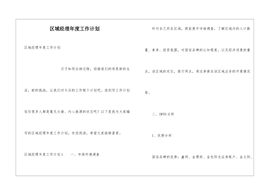 区域经理年度工作计划_第1页