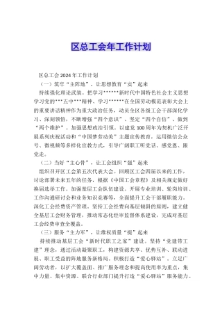区总工会年工作计划