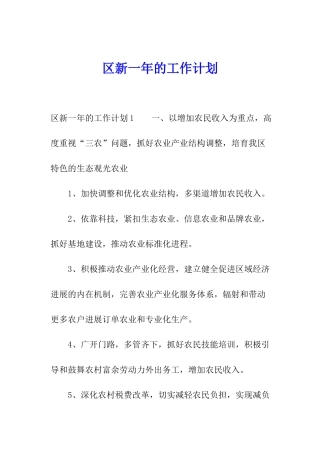 区新一年的工作计划