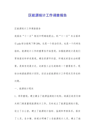 区能源统计工作调查报告-
