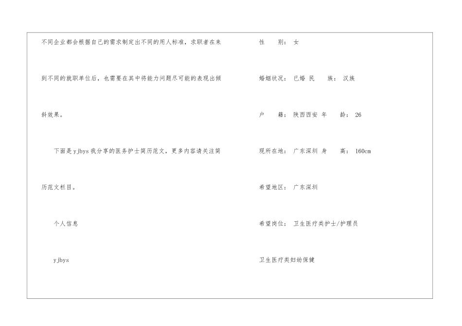 医务护士简历_第2页