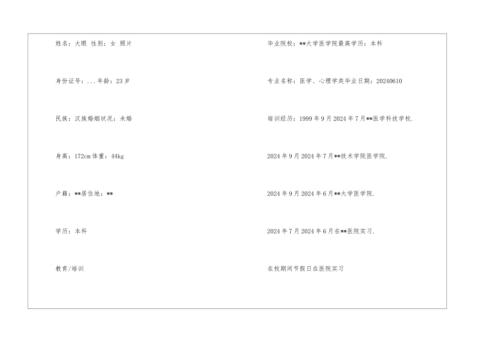 医学类护理专业个人简历_第2页
