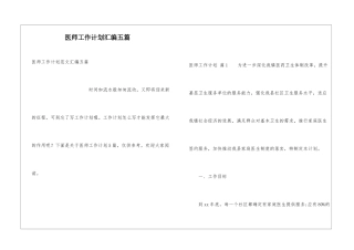 医师工作计划汇编五篇