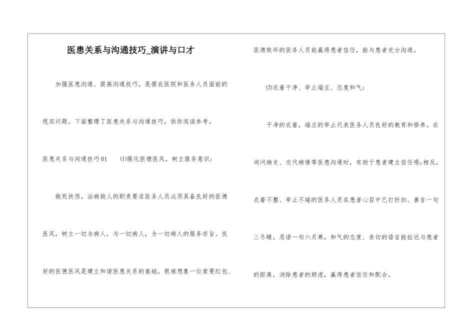 医患关系与沟通技巧-演讲与口才_第1页
