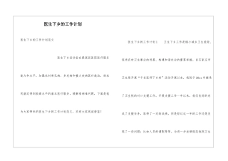 医生下乡的工作计划