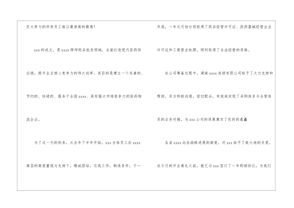 医药公司开业致辞_第2页