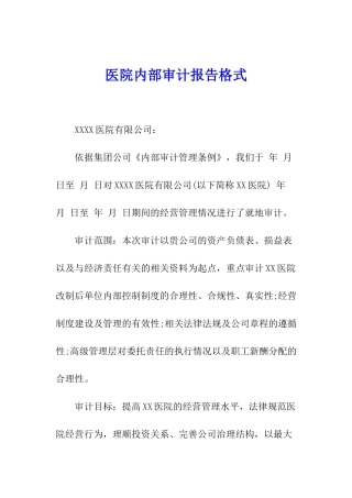 医院内部审计报告格式